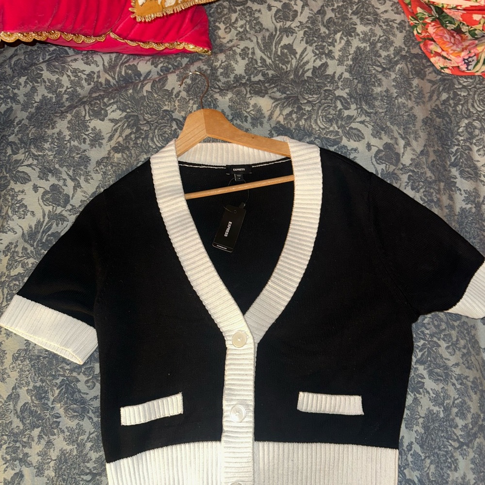 Black and White Sweater Cardigan